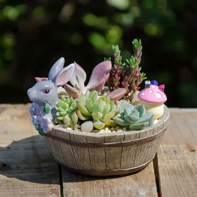 Új Nyúl Gyanta Virág Kaktusz Gyógynövények Szedum Zamatos Edény Ültetvény Bonsai Vályú Doboz Növényi Ágy Dekoratív Kellékek Otthoni Kert - Image 2