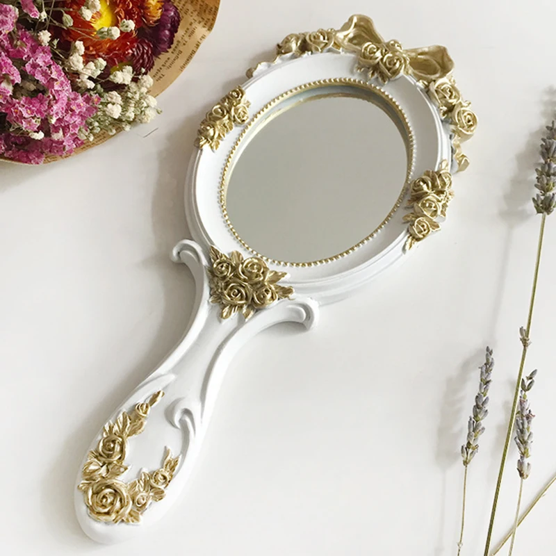 

Wooden Vintage Mirror Stand Mirror Without Led Light Makeup Table Mirror Cosmetic Hand Mirrors Vanity Mirror Table Decoration