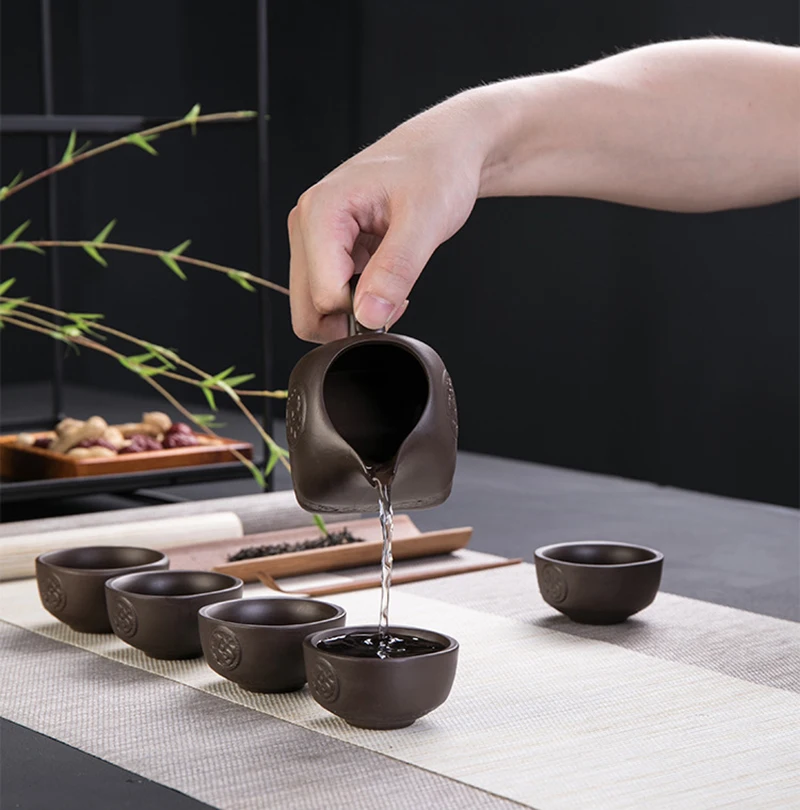 Полуавтоматический чайный сервиз из фиолетовой глины, креативный чайный сервиз Кунг-фу, Лидер продаж чайного сервиза. Креативные принадлежности для чайной церемонии