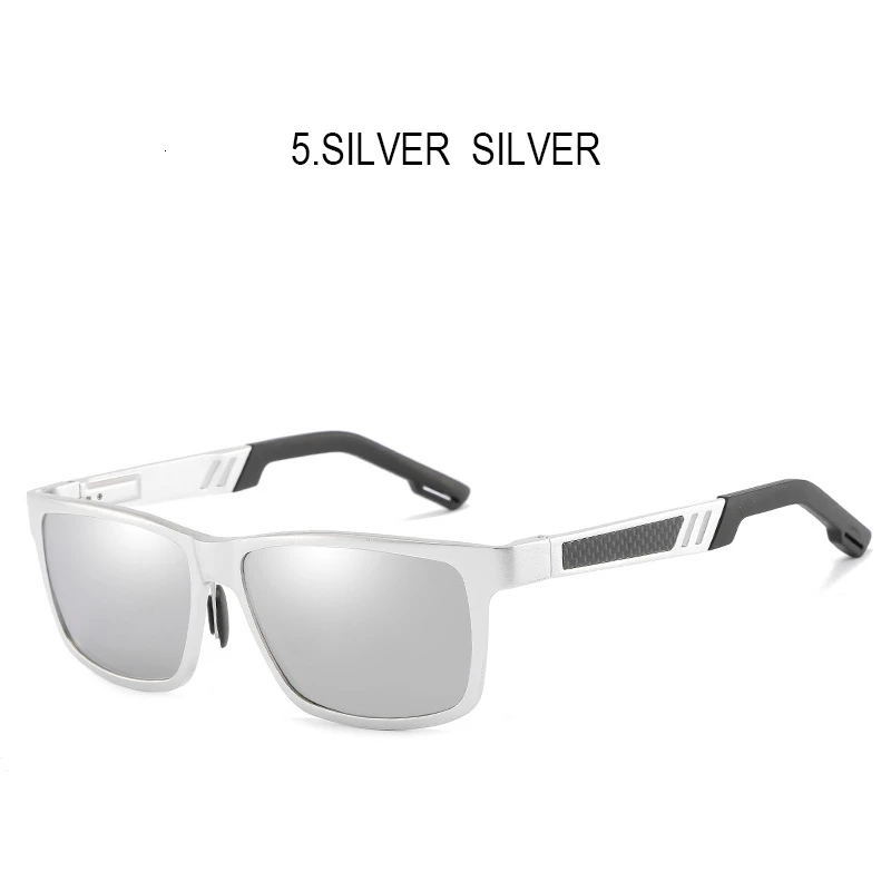 Акула парус горячий луч анти мужские Солнцезащитные очки женские солнцезащитные мужские вождения UV400 антибликовые фотохромные зеркальные поляризованные квадратные очки - Цвет линз: 5.SILVER  SILVER