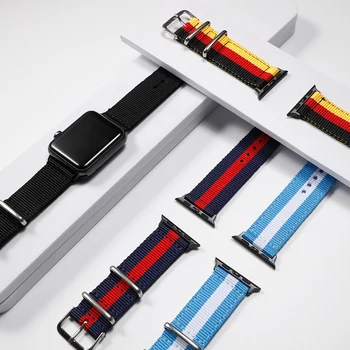 

Nylon watch band For Apple Watch strap apple watch 5 4 44mm 40mm iwatch 3 2 42mm 38mm rainbow bracelet Sport watch Accessories
