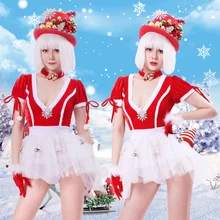 Красный джазовый танцевальный костюм для женщин DJ Rave наряд для ночного клуба Pole Dance платье Gogo танцоры рождественское представление одежда DC3120