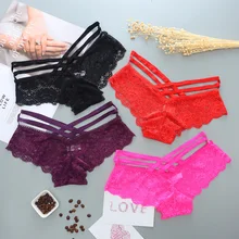 Соблазнительные женские трусики, кружевные, с низкой посадкой, сексуальное женское нижнее белье, Дамское белье, трусики с перекрестными бретельками, женские стринги