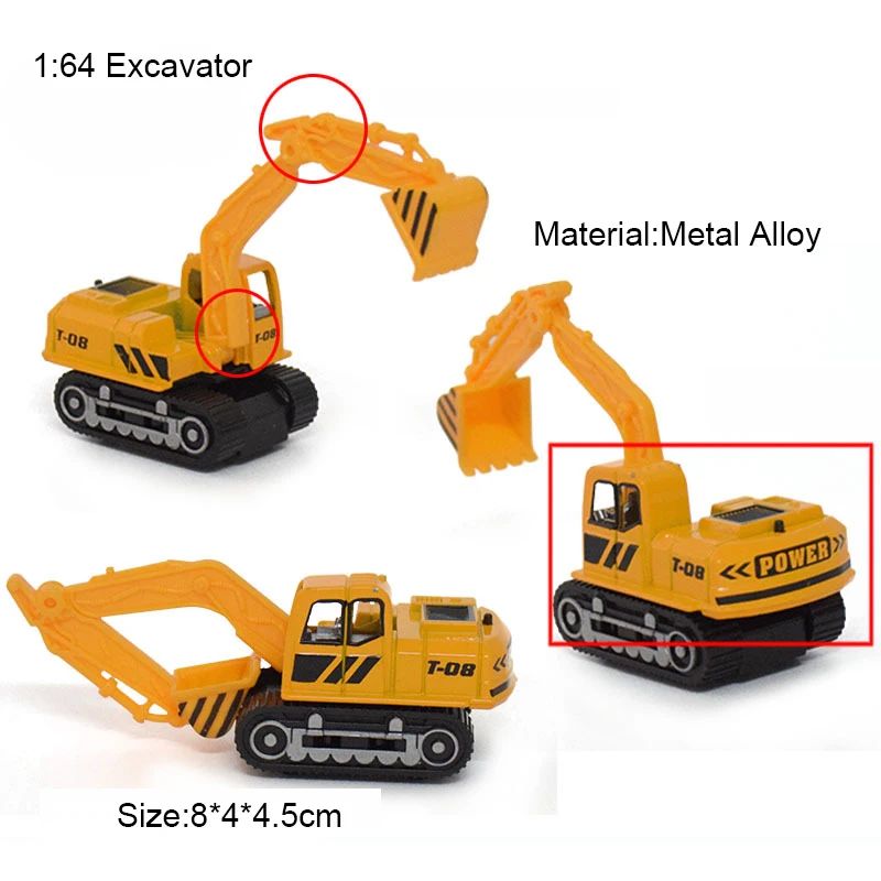 

6Pcs/set 1:64 Scale Engineering Car Model Metal Diecast & Vehicles Excavator Forklift Helicopter Toy Brithday Gift for Boys Y027