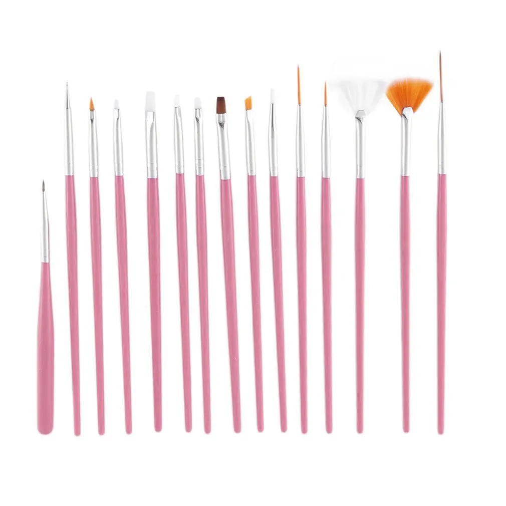 Imagen de 15 Pcs Cosmetic Nail Art Polish Painting Draw Pen Brush Tips Tools Set UV Gel DIY Decoration Beauty Painting Nail Equipment Tool