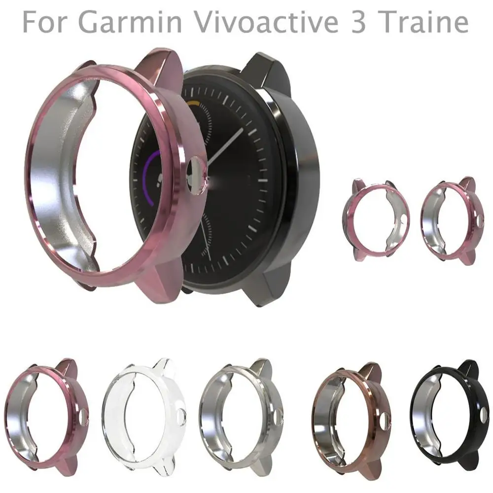 

For Garmin Vivoactive 3 Trainer Electroplate Transparent TPU Protector Case Cover Smart watch accessories For Vivoactive 3 T