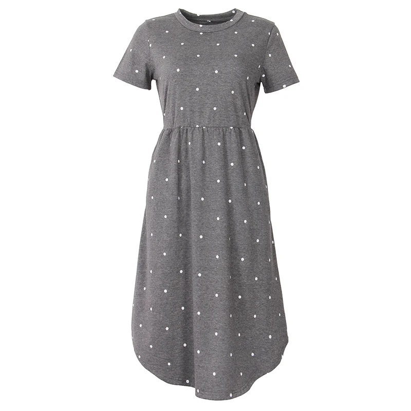 Женское винтажное платье в горошек черное средней длины с длинным рукавом