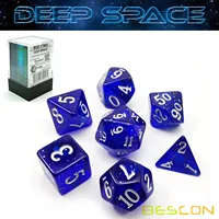Bescon Super Glow in the Dark Glitter Polyhedral Dice Set DEEP SPACE, Luminous RPG Dice Set,Glowing Novelty DND Game Dice 2