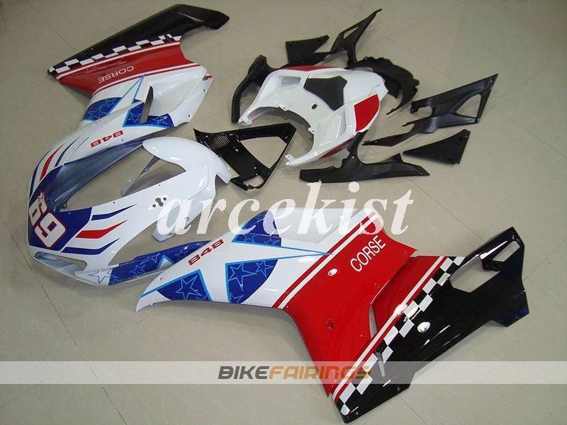 ABS полный обтекатель комплект подходит для DUCATI 848 evo 1098 1198 1098S 2007 2008 2009 2010 2011 2012 набор черный