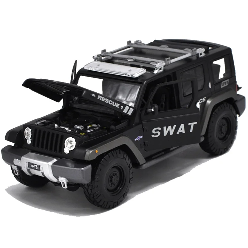 1/18 масштаб Wrangler Полицейская машина сплав модель автомобиля литье под давлением металлический автомобиль игрушки коллекция украшения дисплей дети подарок шоу