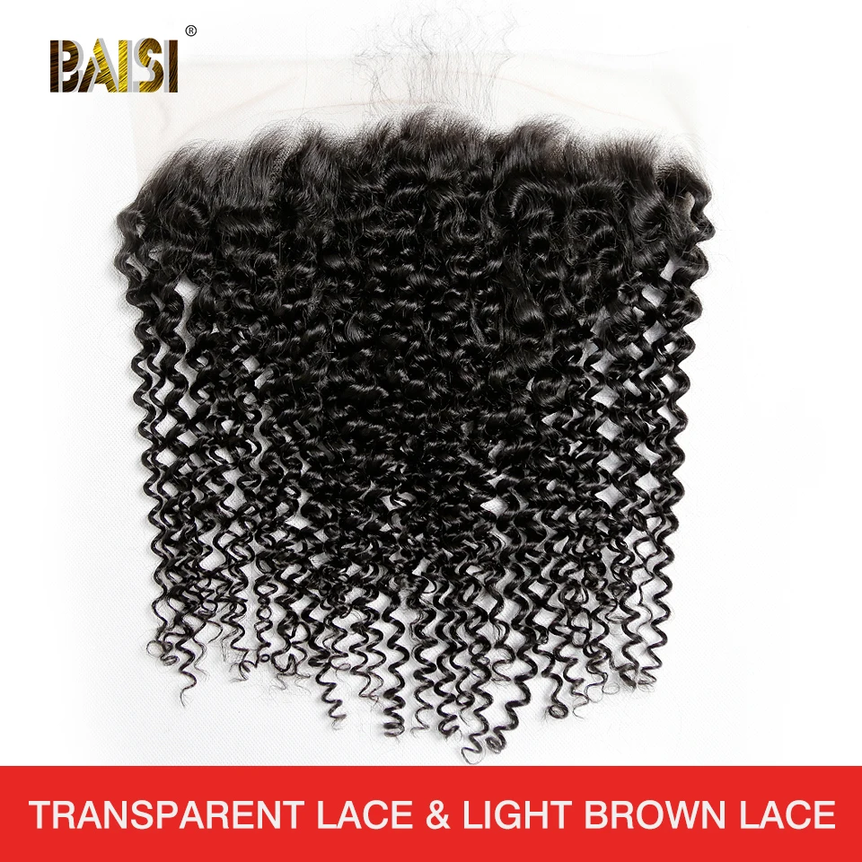 BAISI волосы перуанские Виргинские Волосы Кудрявые кружевные Фронтальные 13x4 бесплатная часть натуральные волосы 100% человеческие волосы