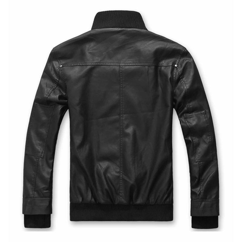 New Men's Jackets Black Polyester Motorcycle Leather Slim Coat Oversize Fashion Men Coat
