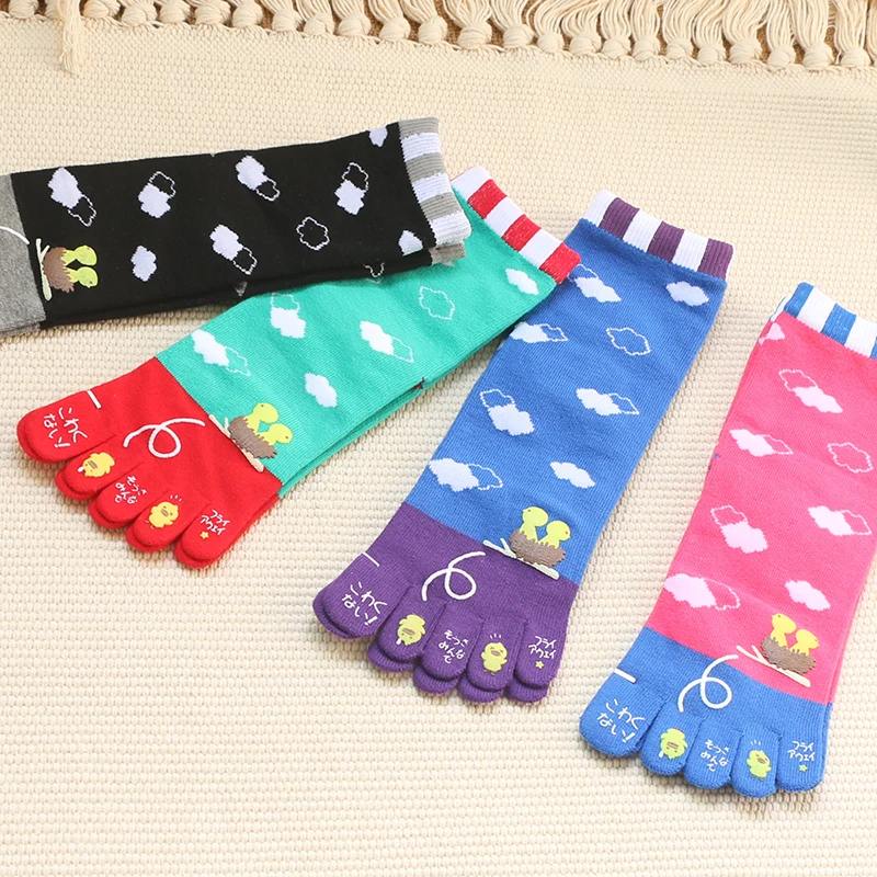 4 пары японских милых носков с героями мультфильмов, хлопковые женские носки средней длины без пятки