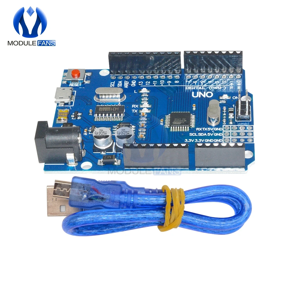 Классная версия UNO R3 CH340G CH340 G MEGA328P ATMEGA328 ATMEGA328P AU плата совместима с Micro USB с кабелем DIY Kit