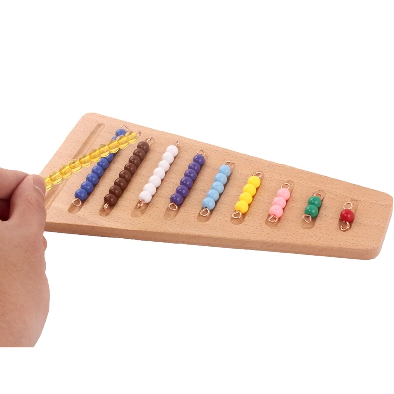 Montessori Wood Bead Toy Colored Bead Stairs with Tray 1-10 Beads Math Early Childhood Education Preschool Training Learning Toy 2