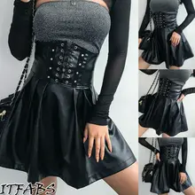 Кожаная женская юбка с надписью размера плюс, выше колена, с высокой талией, плиссированная, Осень-зима, супер огненная юбка