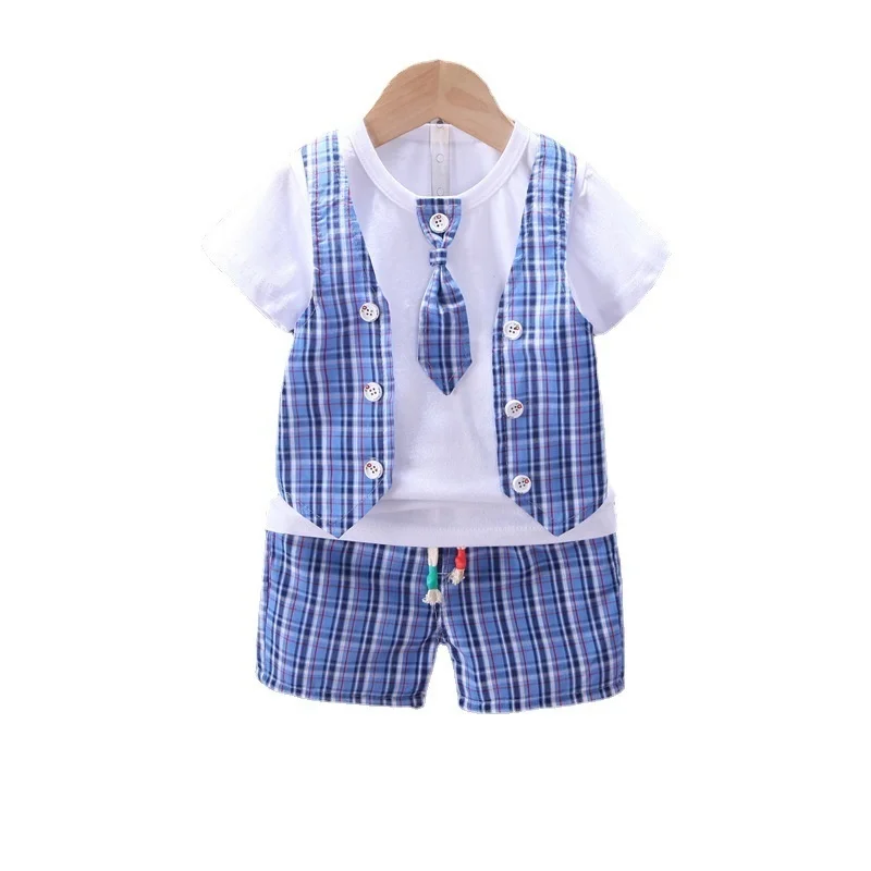 

New Summer Baby Boys Clothes Suit Children Girls Plaid Cotton T-Shirt Shorts 2Pcs/Sets Toddler Fashion Clothing Kids Tracksuits