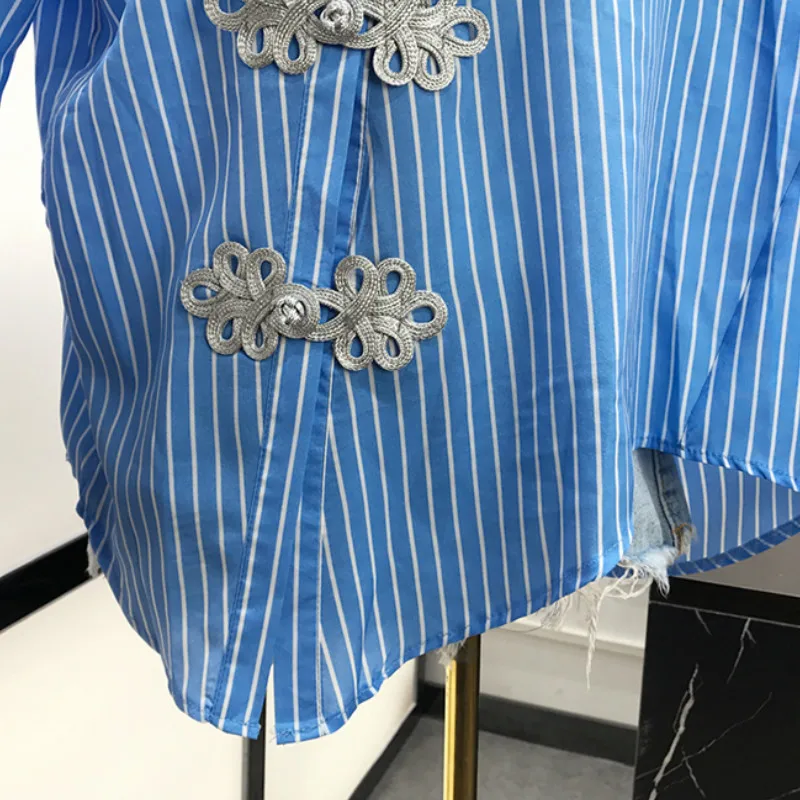 Gaganight Мода весна осень женская рубашка Cheongsam на пуговицах с длинным рукавом Офисная Женская Элегантная блузка Асимметричная винтажная
