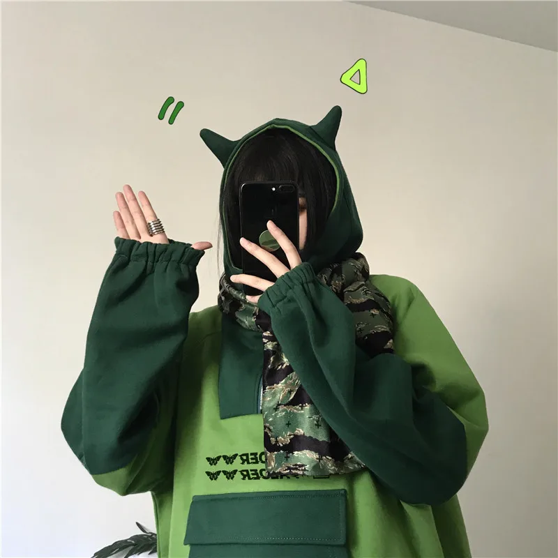 Kpop/боди с пандой, новинка, женская осенняя и зимняя Корейская версия, Ретро стиль, Мультяшные уши, с капюшоном, свободное, Bf плюшевое пальто для студентов