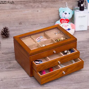 

Chinese Style 3 Layers Wooden Storage Box Cosmetic Organizer for Container Treasure Jewelry Storage Box
