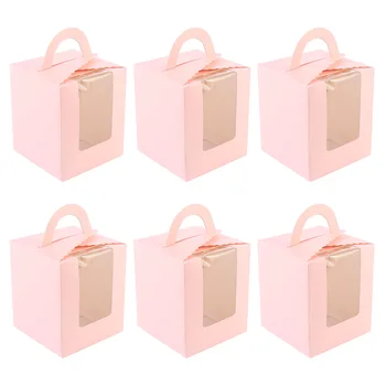 

50Pcs Cupcake Box With Clear Window Packaging Box Decorative Supplies Portable Cake Boxes Cupcake Packing Box Party Supplies