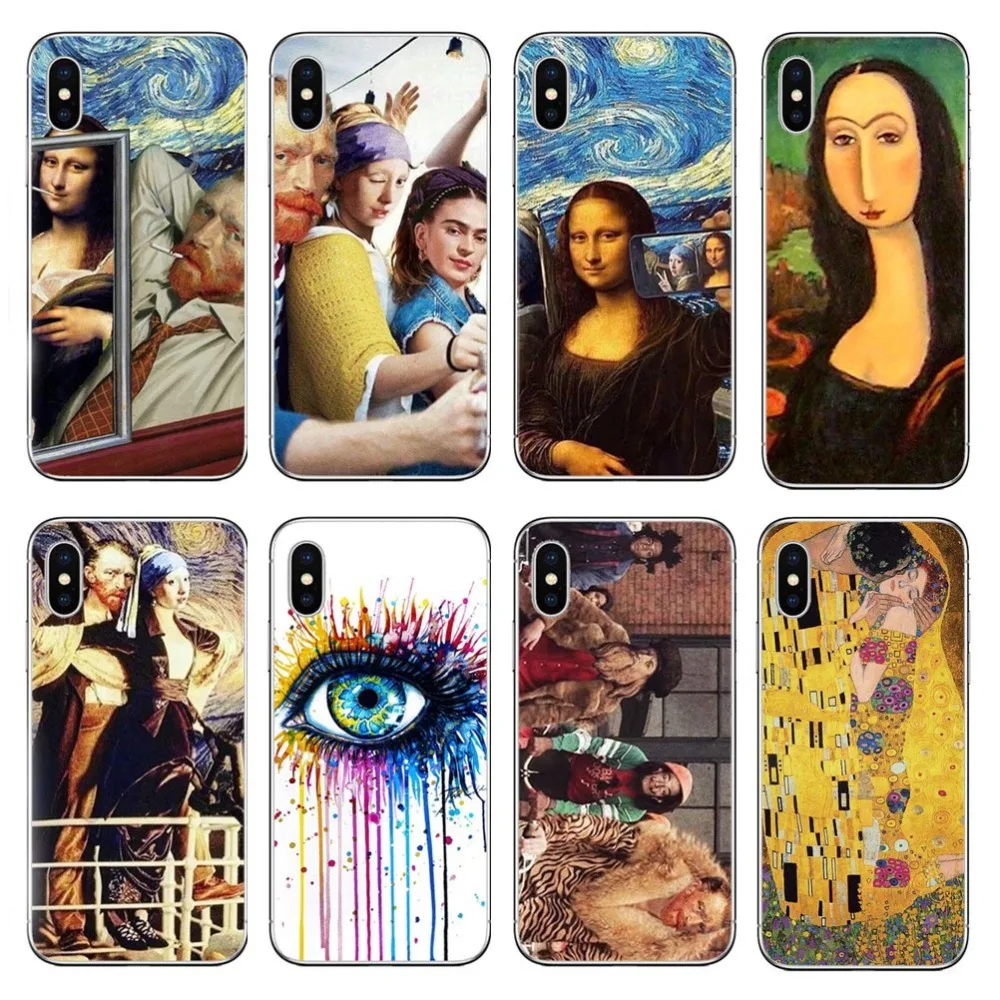 Mona Lisa funny Spoof Van gogh PC Cover For iPhone 5S SE 6 6S Plus 7 8 X TPU Soft Silicone Case | Мобильные телефоны и