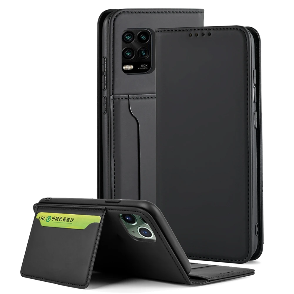 

Leather Case on for for Xiaomi mi 10 Lite Case Funda mi10 Lite mi 10Lite Luxury Thin Magnetic Flip Phone Back Cover Men Women