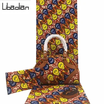

latest african women batik handbag sets high quality african ankara batik bag set with 100%cotton 6 yards real Wax fabric F27-16