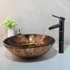 KEMAIDI New Soild Brass Oil Bamboo Black Faucet +Ross Brand 2015 Washbasin Lavatory Glass Sink Bath  Combine Tap Mixer Faucet ► Photo 3/6