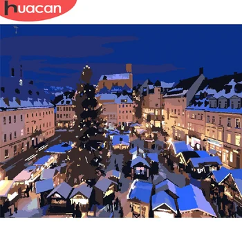 

HUACAN DIY Pictures By Number City Kits Painting By Numbers House Hand Painted Picture Art Drawing On Canvas Gift Home Decor