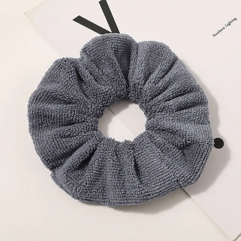 Sweet Absorbent Plush Towel Hair Ring Solid Color Winter Warm Soft Hair Ties Women Girls Scrunchies Rubber Band Hair Accessories head scarves for women