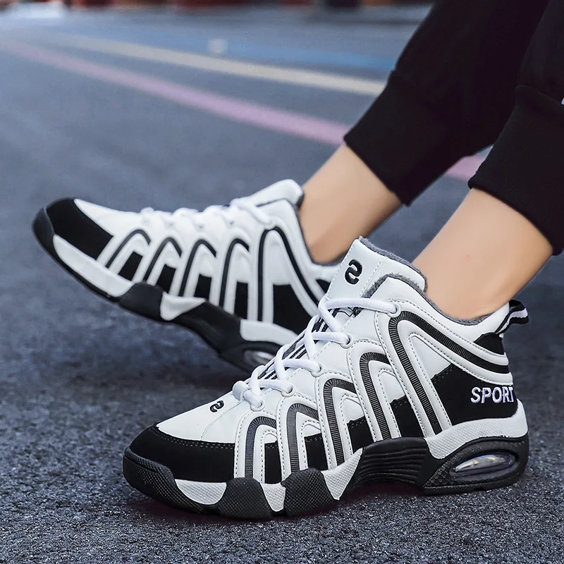

winter Air cushion shoes Couple's high top Plush Adding cotton Large men's and women's shoes mens running shoes high-quality