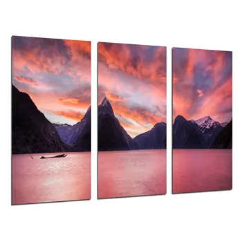 

Landscape Lake Mountains, photo print on wood, modern picture decorative 26256