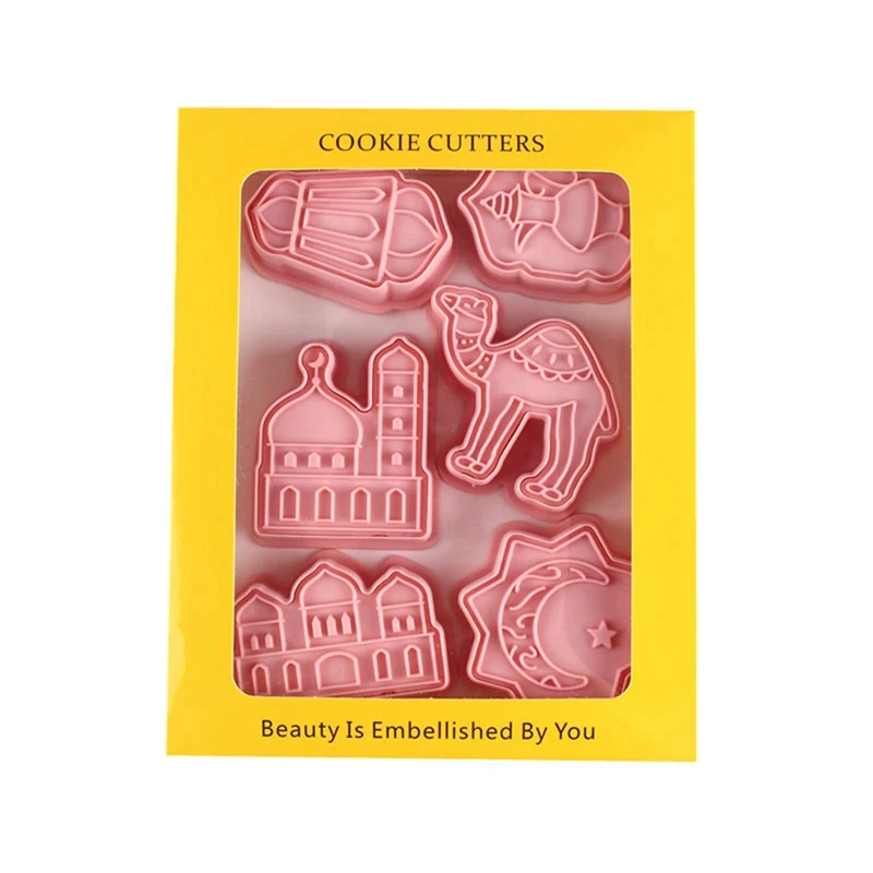 QIFU Eid Mubarak Camel Moon Star Biscuit Mold Cookie Cutters Set Ramadan Islamic Muslim Party Cake Baking Tools Cookies Decor