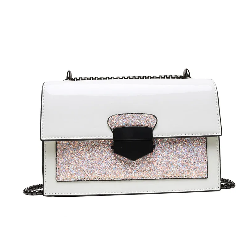 

Ladies Chain Bag Bright Leather High Quality Double Chain Shoulder Bag Lightweight Wild Commuter Bag Color Matching