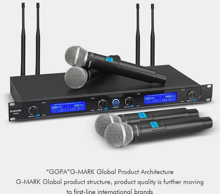 Microphone Wireless G-MARK G440 Professional 4 Channels UHF Dynamic Handheld Mic Church Karaoke Party Stage Host Wedding 50 M usb microphone