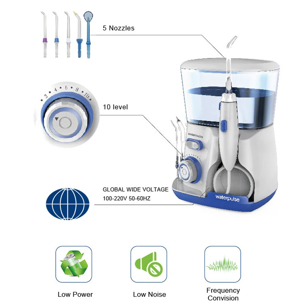 Водный Пульс V300 800 мл Зубная нить 5 шт. насадки для чистки зубов полости рта ирригаторы для полости рта 3 цвета