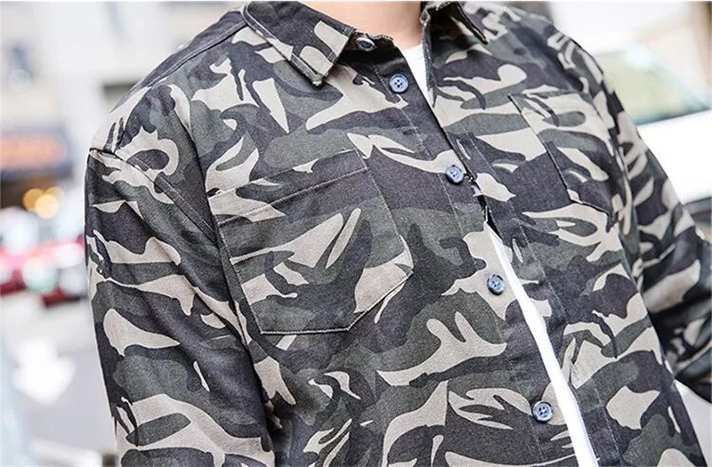 2019 новый бренд большого размера XXL-7XL Повседневная камуфляжная рубашка с длинными рукавами осенний Свободный Топ подходит для мужчин вес 140