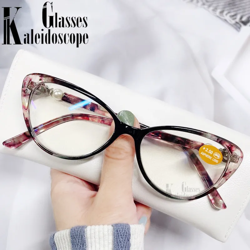 Fashion Cat Eye Reading Glasses Women Transparent Anti Blue Light