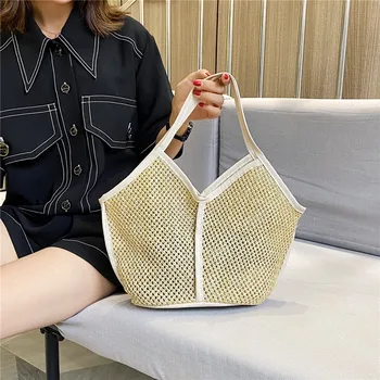 

Weave Portable Shoulder Bag Women Woven Straw Bag High-Capacity Korean Women's Bag Summer 2020 New Female Bag Bucket Bag Large