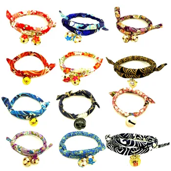 

5 PCS Pet Cats Collar Dogs Handwork Japanese Style Handmade Adjustable Necklace Printed Necktie Kitten Cat Accessories