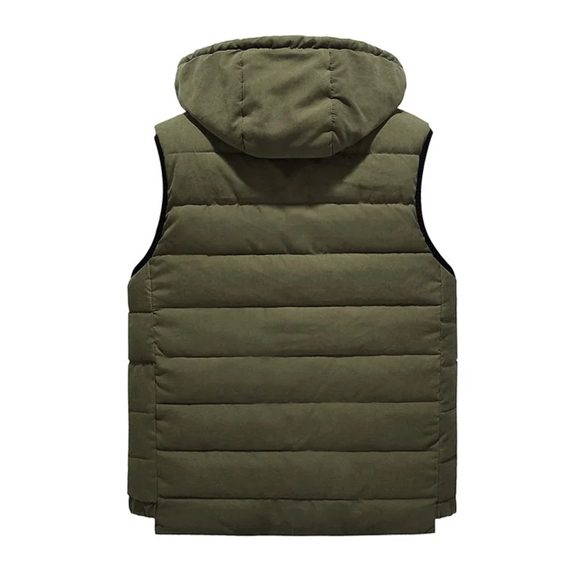Men 4XL-8XL Parka Hooded Vest Winter Autumn New Thick Warm Casual Windbreaker Baggy Padded Outerwear Waistcoat Sleeveless Jacket