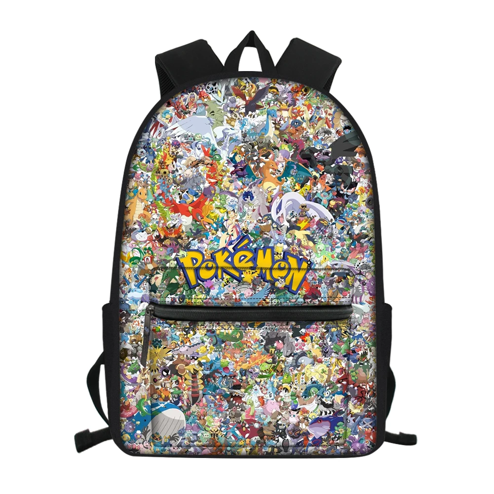 

HaoYun Fashion Students Canvas Backpack Pokemon Pattern Girls School Book Bags Cartoon Pikachu Design Women's Travel Backpacks