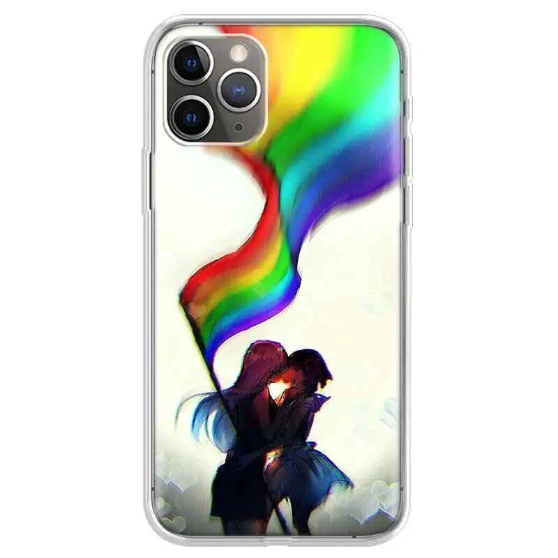 GIRLS KISSING GIRLS LGBTQ+ iPhone Cell Phone Cases, iPhone 7-13 PRO MAX, WHITE