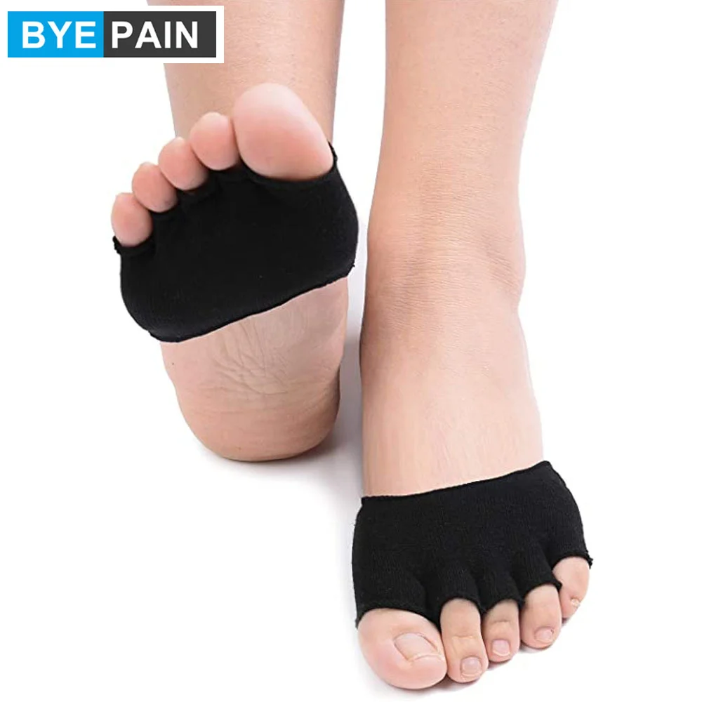

1Pair BYEPAIN Toe Socks Cotton Non-Slip Women's Toe Toppers Socks Toe Separating Socks No-Show Half Socks Barre Pilates Yoga