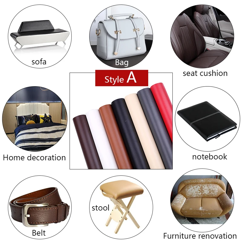 Lot De 9 Patches En Cuir Synthétique Autocollant 20x30 Cm Noir - Pour Réparer Canapés, Sièges Auto
