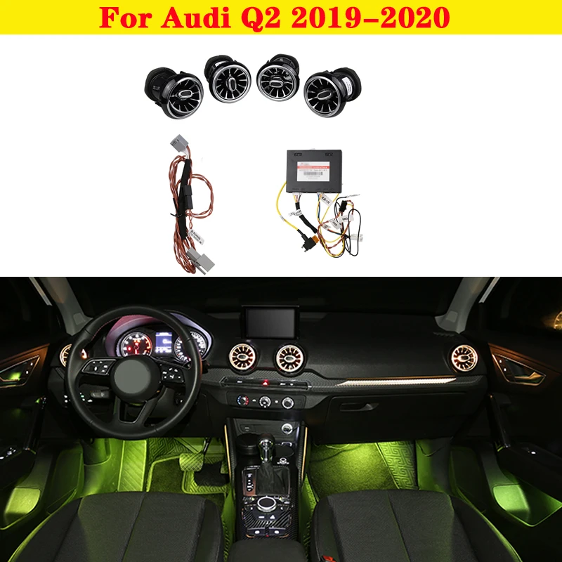 

10 цветов для Audi Q2 2019-2020 MMI контроль декоративсветильник окружающий свет светодиодный ная атмосферная лампа на вентиляционное отверстие Авт...