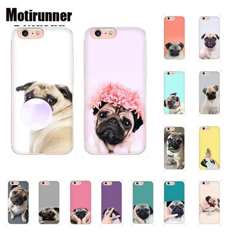 Motirunner Animal Cute Pug Dog DIY Painted Phone Case For IPhone X XS MAX 6 6S 7 7plus 8 8Plus 5 5S XR 10 11 Pro Max | Мобильные
