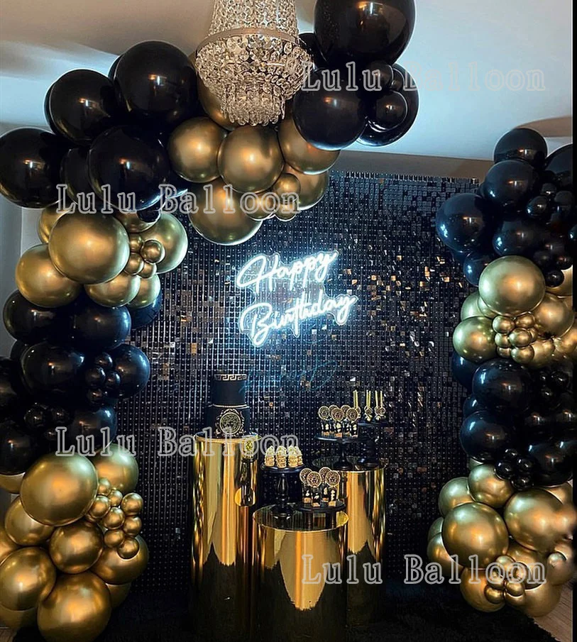 Balloon Garland Kit Balloon Arch Garland for  Birthday Party Decorations (Black Gold)