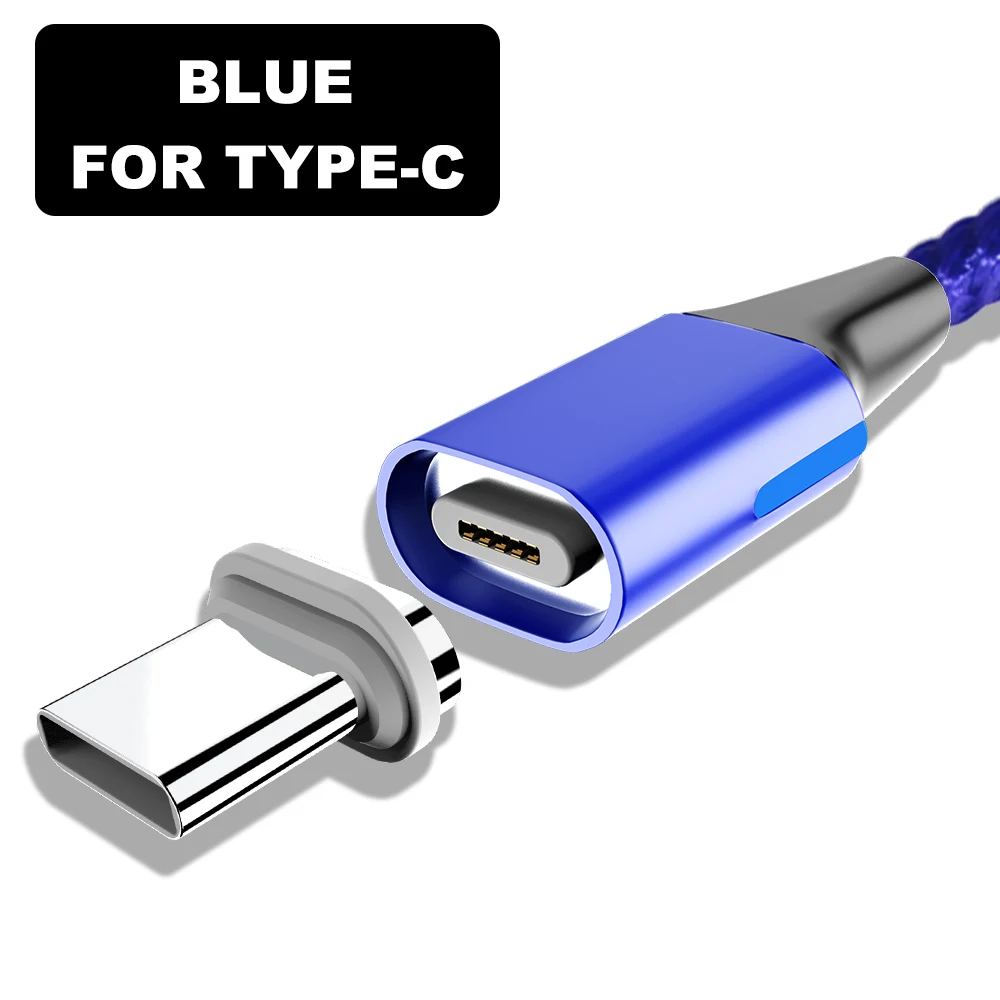 Blue For Typec Vanniso 1 м 2 м 3A провод для быстрого заряда тип-c Магнитный кабель для зарядки телефона для iphone xiaomi Android мобильный телефон Магнитный USB кабель - Цвет: Blue For Typec